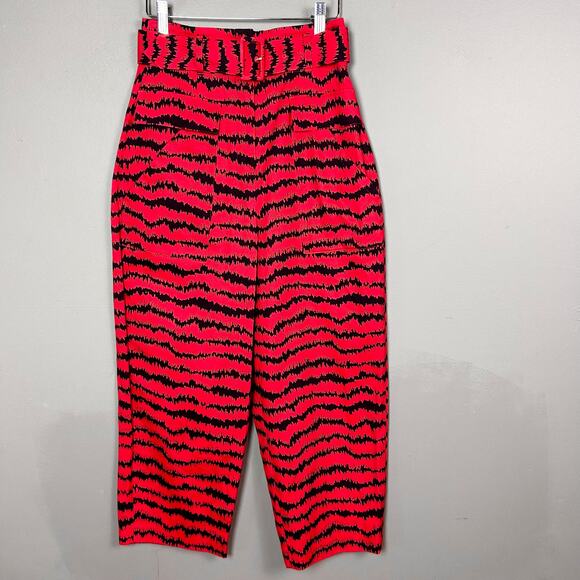 Whistles pants size 2 barrel Red Milla Animal print Cargo Limited Edition mobwfe - Picture 1 of 13